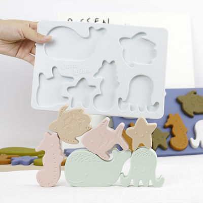 গুণ  Sea Ocean Animals Silicone Puzzle , Educational Montessori Baby Puzzle কারখানা