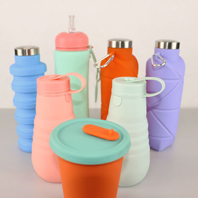 চলমান জন্য OEM ODM সিলিকন জল বোতল নরম ভাঁজযোগ্য 500Ml