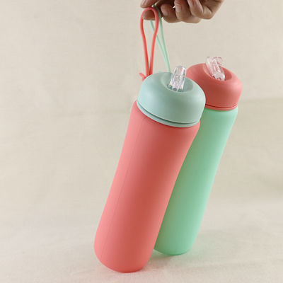 চলমান জন্য OEM ODM সিলিকন জল বোতল নরম ভাঁজযোগ্য 500Ml