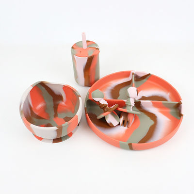 মাল্টি রঙ সিলিকন টেবিলওয়্যার সেট প্লেট জন্য শিশুর Toddler ডিনার সেট শিশুদের সিলিকন খাদ্য সেট