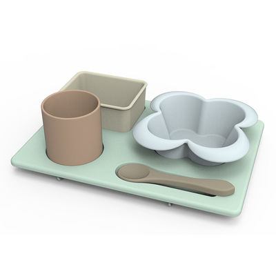 ফুলের আকৃতির সিলিকন বাটি শিশুর দুধ খাওয়ানোর জন্য অটুট সেট