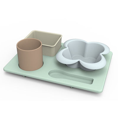 ফুলের আকৃতির সিলিকন বাটি শিশুর দুধ খাওয়ানোর জন্য অটুট সেট