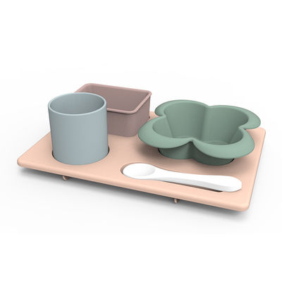 ফুলের আকৃতির সিলিকন বাটি শিশুর দুধ খাওয়ানোর জন্য অটুট সেট