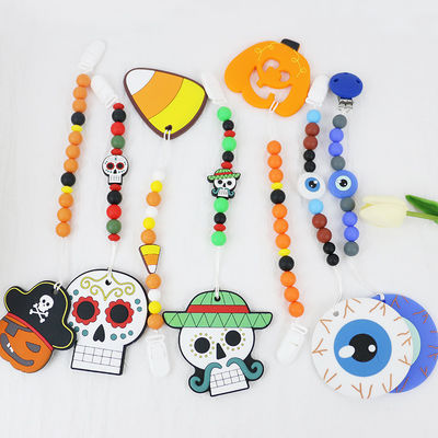 শিশুর DIY টিথিং কীচেনের জন্য হট বিক্রি হ্যালোইন সিলিকন ফোকাল জপমালা