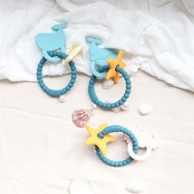 খাদ্য গ্রেড সিলিকন বেবি Teether সঙ্গে অ-বিষাক্ত নকশা এবং সহজ হ্যান্ডেল হ্যান্ডেল BPA মুক্ত সিলিকন Teething রিং