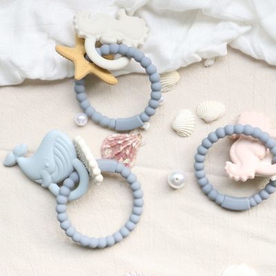 খাদ্য গ্রেড সিলিকন বেবি Teether সঙ্গে অ-বিষাক্ত নকশা এবং সহজ হ্যান্ডেল হ্যান্ডেল BPA মুক্ত সিলিকন Teething রিং