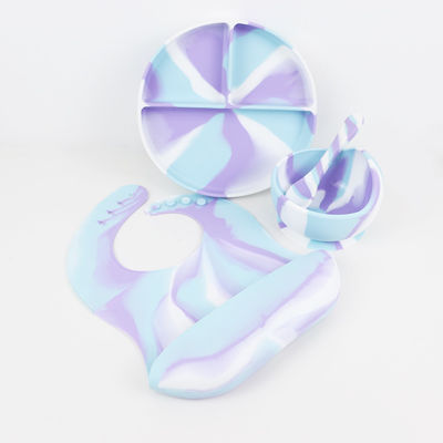 মাল্টি রঙ সিলিকন টেবিলওয়্যার সেট প্লেট জন্য শিশুর Toddler ডিনার সেট শিশুদের সিলিকন খাদ্য সেট