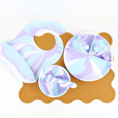 মাল্টি রঙ সিলিকন টেবিলওয়্যার সেট প্লেট জন্য শিশুর Toddler ডিনার সেট শিশুদের সিলিকন খাদ্য সেট