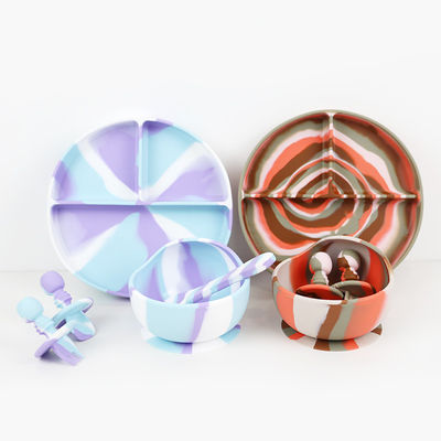 মাল্টি রঙ সিলিকন টেবিলওয়্যার সেট প্লেট জন্য শিশুর Toddler ডিনার সেট শিশুদের সিলিকন খাদ্য সেট