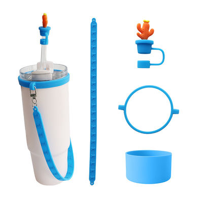 30oz 40oz হ্যান্ডেল সহ টাম্বলার অ্যান্টি-স্ক্র্যাচ সিলিকন কাপ স্লিপ এবং অ্যান্টি-স্লিপ ওয়াটার বোতল হ্যান্ডেল স্ট্র্যাপ