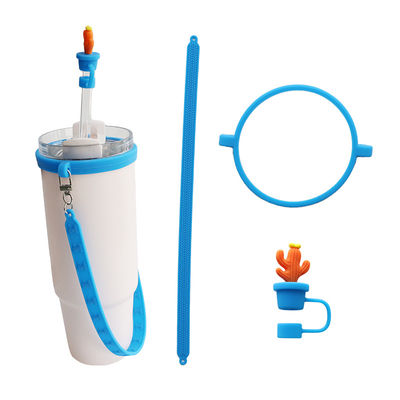 30oz 40oz হ্যান্ডেল সহ টাম্বলার অ্যান্টি-স্ক্র্যাচ সিলিকন কাপ স্লিপ এবং অ্যান্টি-স্লিপ ওয়াটার বোতল হ্যান্ডেল স্ট্র্যাপ