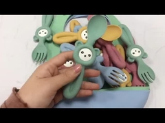 সফট কিউট পান্ডা স্টাইল সিলিকন কাঁটাচামচ এবং বাচ্চা শিশুদের জন্য চামচ